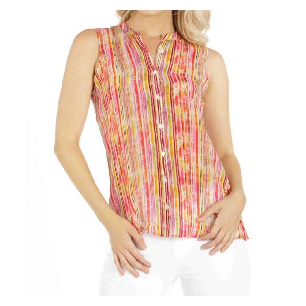 NEW APNY button up top tank in yellow multi